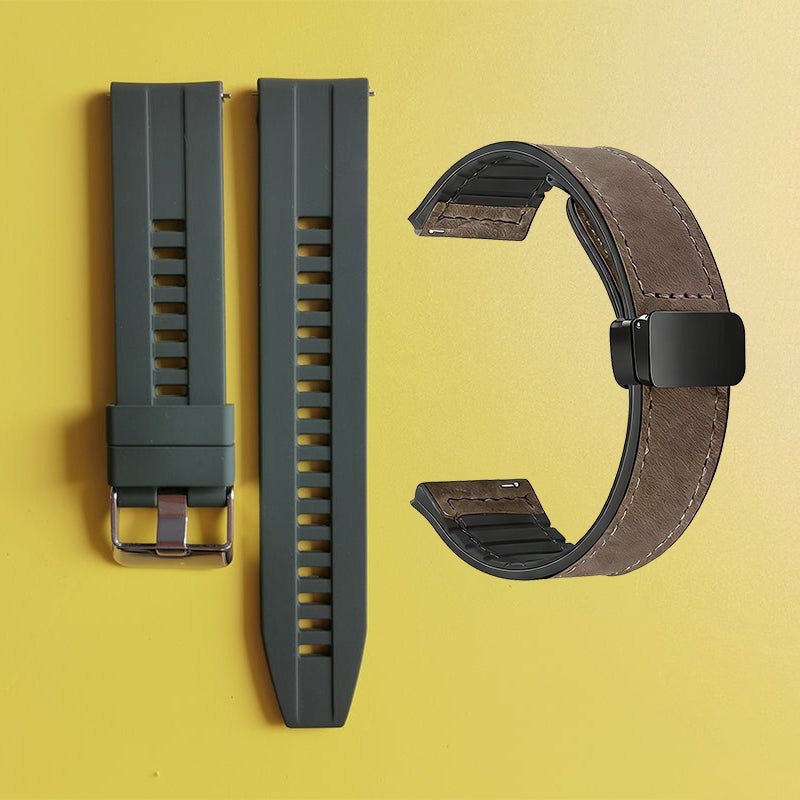 22mm Silicone Watch Strap + Leather Watch Strap