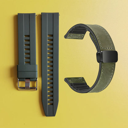 22mm Silicone Watch Strap + Leather Watch Strap
