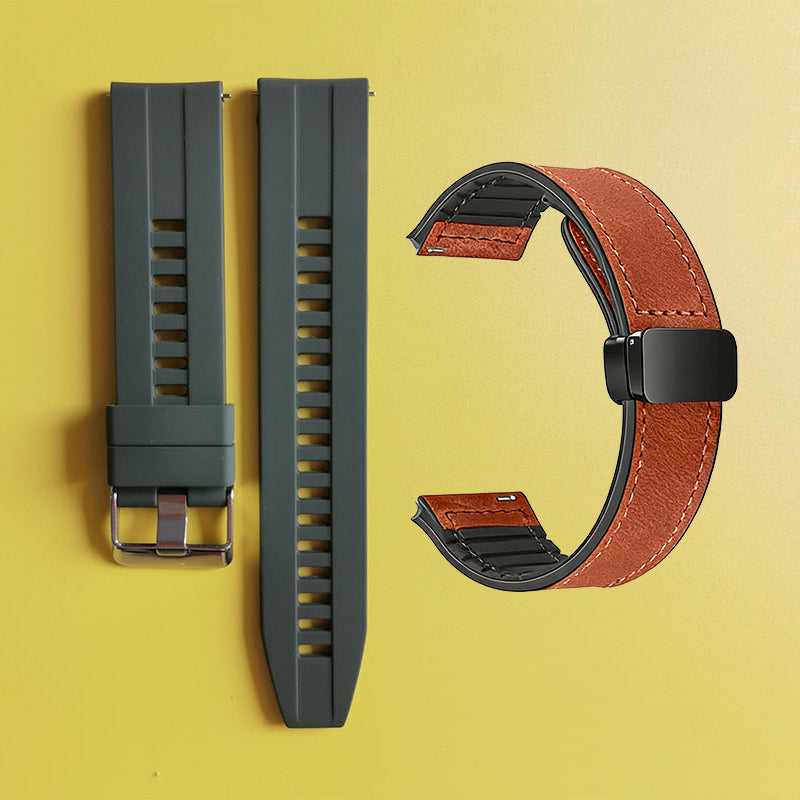 22mm Silicone Watch Strap + Leather Watch Strap