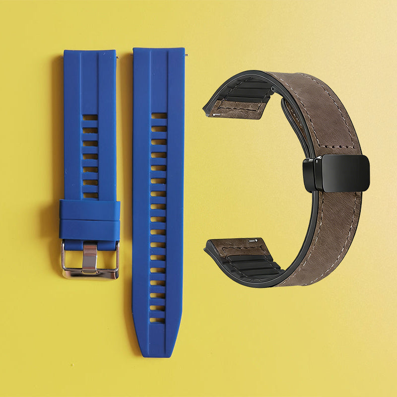 22mm Silicone Watch Strap + Leather Watch Strap