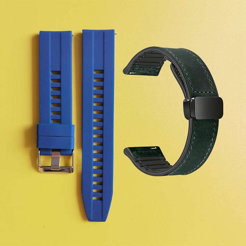 22mm Silicone Watch Strap + Leather Watch Strap