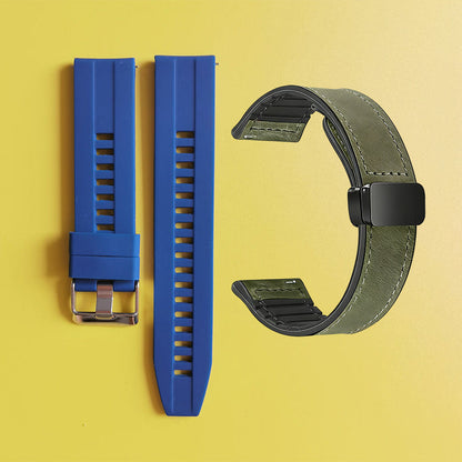 22mm Silicone Watch Strap + Leather Watch Strap