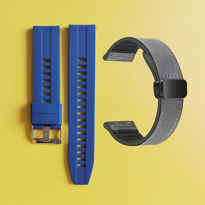 22mm Silicone Watch Strap + Leather Watch Strap