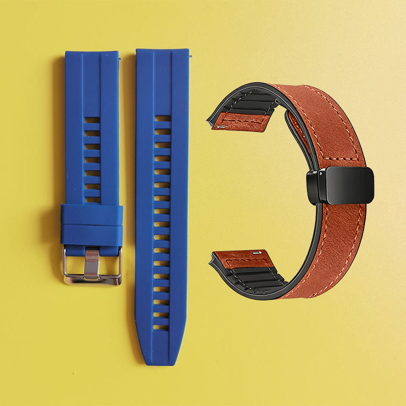 22mm Silicone Watch Strap + Leather Watch Strap