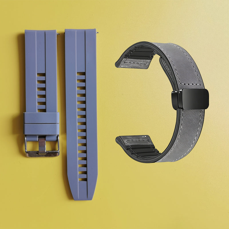 22mm Silicone Watch Strap + Leather Watch Strap