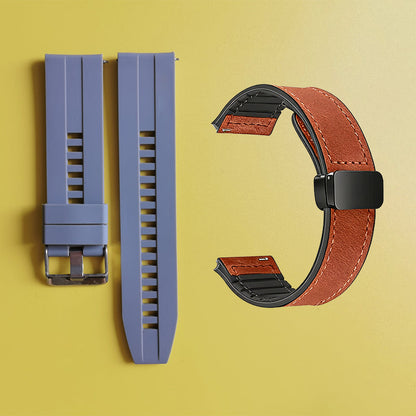 22mm Silicone Watch Strap + Leather Watch Strap