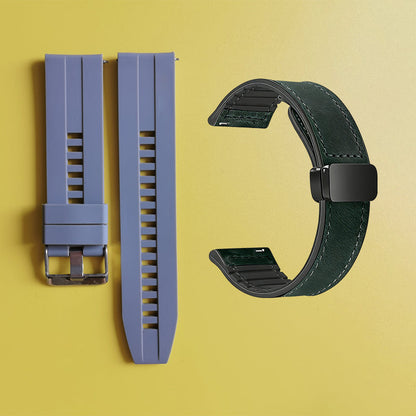 22mm Silicone Watch Strap + Leather Watch Strap