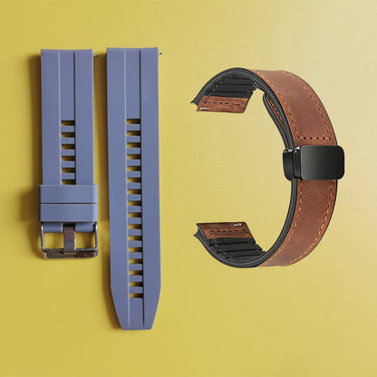 22mm Silicone Watch Strap + Leather Watch Strap