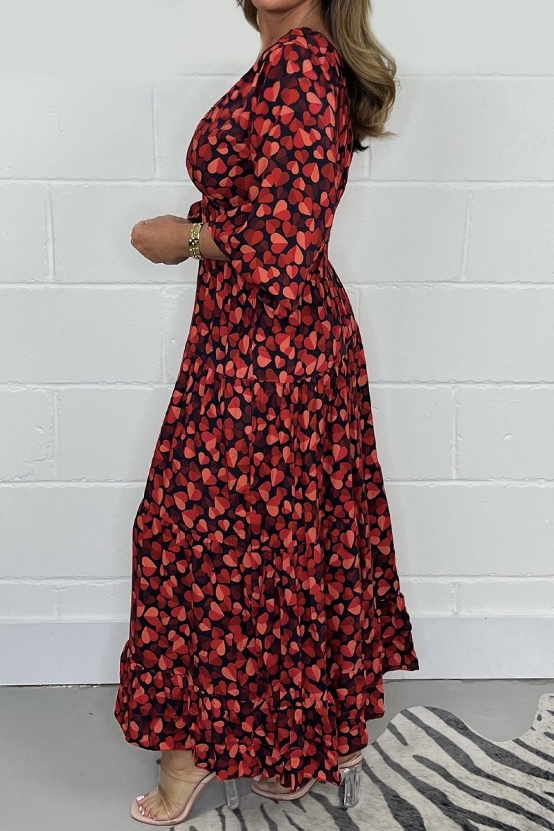 💃Summer Hot Sale 49% OFF🔥Heart Smocked Midi Dress