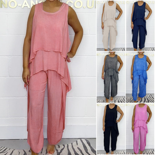🌸Summer Specials🌸 Casual Sleeveless Loose Top and Pants Suit