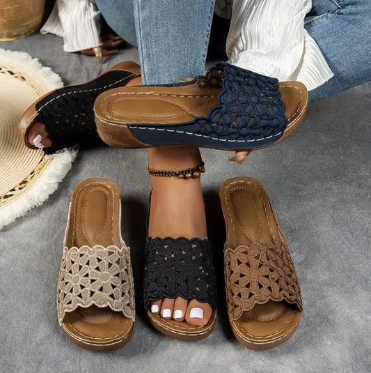 💥Hot Special Discount 50% OFF💥Breathable orthopedic open-toe slippers for women, with soft cushioning. Arch support