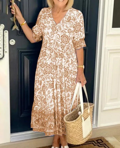 💝Hot Sale💝👗V-neck Cozy Bohemian Latest Style Dress✨