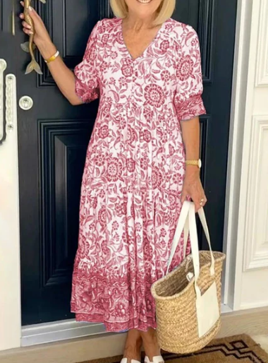 💝Hot Sale💝👗V-neck Cozy Bohemian Latest Style Dress✨