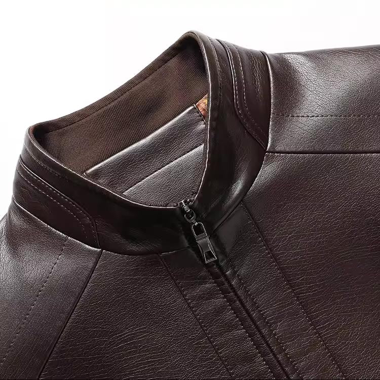 The Best Gift - Men’s Warm Plush Lining Leather Jacket Coat