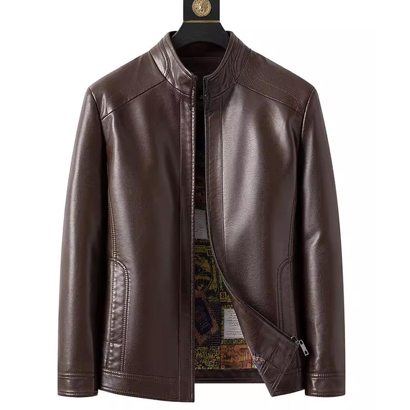 The Best Gift - Men’s Warm Plush Lining Leather Jacket Coat