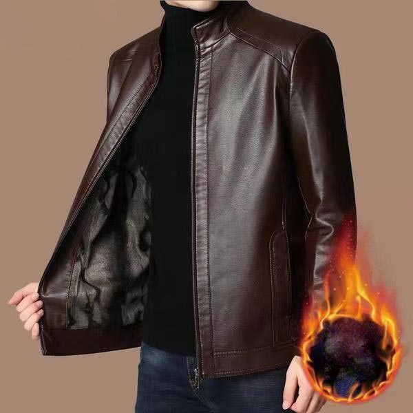 The Best Gift - Men’s Warm Plush Lining Leather Jacket Coat