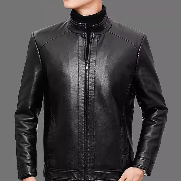 The Best Gift - Men’s Warm Plush Lining Leather Jacket Coat