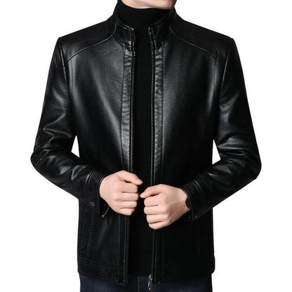 The Best Gift - Men’s Warm Plush Lining Leather Jacket Coat