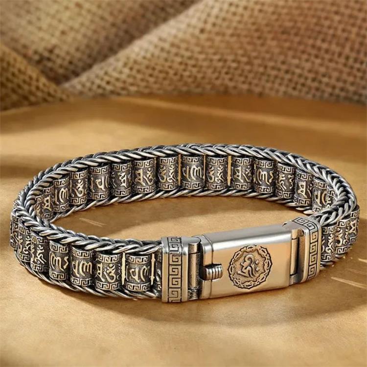 💎 49% OFF! 💎 Tibetan Prayer Wheel Bracelet – 925 Sterling Silver, Lucky Charm & Valentine's Day Gift