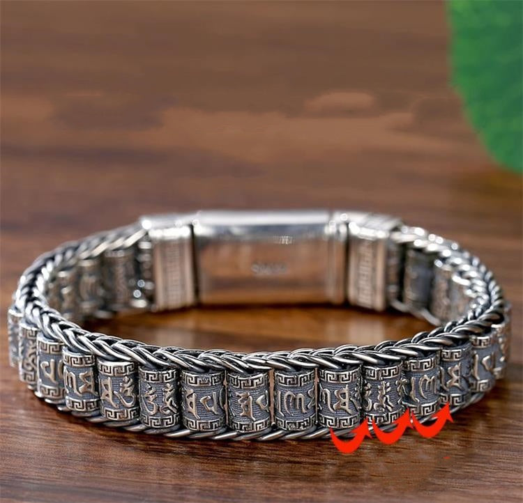 💎 49% OFF! 💎 Tibetan Prayer Wheel Bracelet – 925 Sterling Silver, Lucky Charm & Valentine's Day Gift