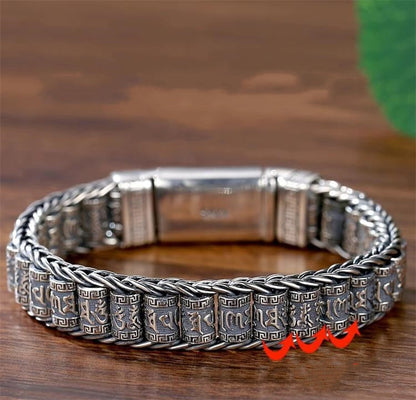💎 49% OFF! 💎 Tibetan Prayer Wheel Bracelet – 925 Sterling Silver, Lucky Charm & Valentine's Day Gift