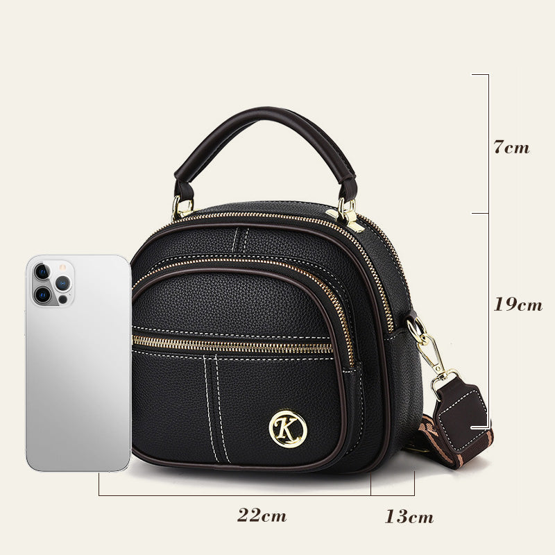 ✨Mother's Day Sale🎁Classic Multifunctional Compartments Adjustable Wide Shoulder Strap Leather Crossbody Bag