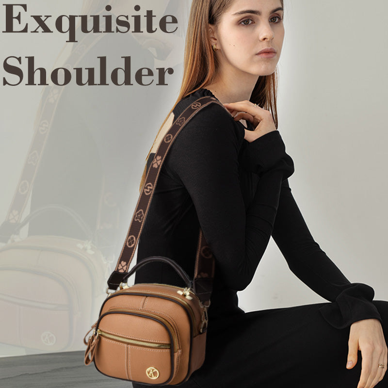 🎉Limited Time 49% 0FF🎁Classic Multifunctional Compartments Adjustable Wide Shoulder Strap PU Leather Crossbody Bag