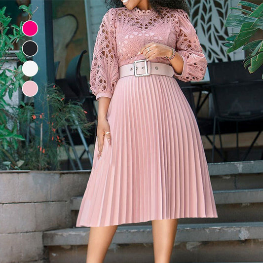 Women's Lace Hollow Pleat Dress