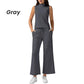 Women's Solid Color Two-Piece Set Sleeveless Turtleneck Top & Wide Leg Pants