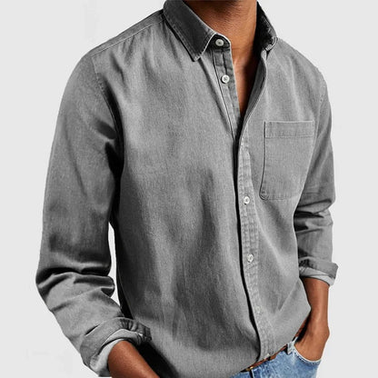 Men's Long Sleeve Lapel Button Down Shirt with Pocket