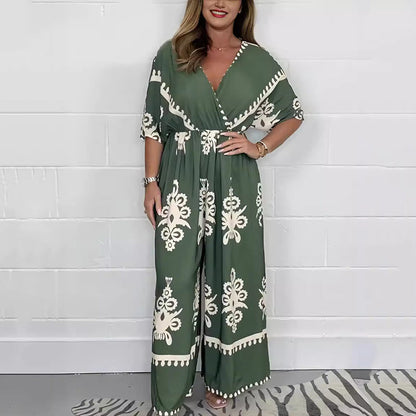 Women’s V-Neck Wide Leg Jumpsuit（49% OFF）
