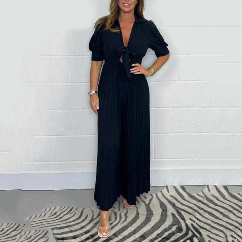 🎉2024 new arrival😍Women’s Solid Color Pleated Jumpsuit