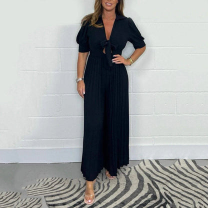 🎉2024 new arrival😍Women’s Solid Color Pleated Jumpsuit