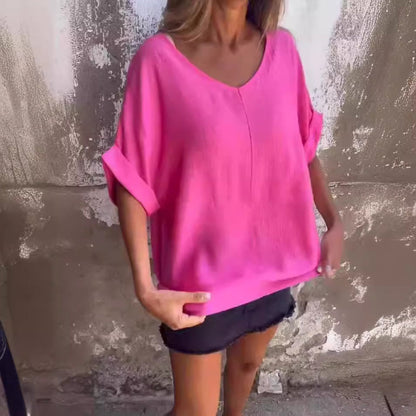 Women's Loose Casual V-Neck Shirt T-Shirt