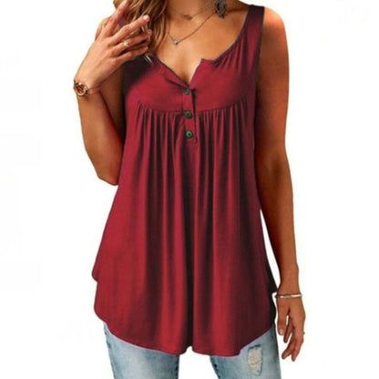 V Neck Loose Hem Women's Sleeveless T-Shirt/Fashion Tank Top