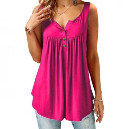 V Neck Loose Hem Women's Sleeveless T-Shirt/Fashion Tank Top