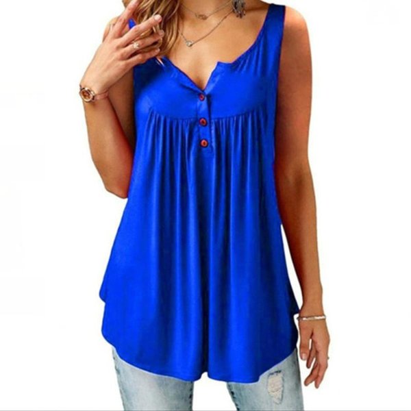 V Neck Loose Hem Women's Sleeveless T-Shirt/Fashion Tank Top