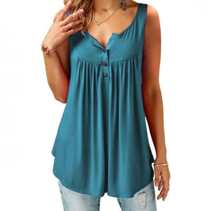 V Neck Loose Hem Women's Sleeveless T-Shirt/Fashion Tank Top