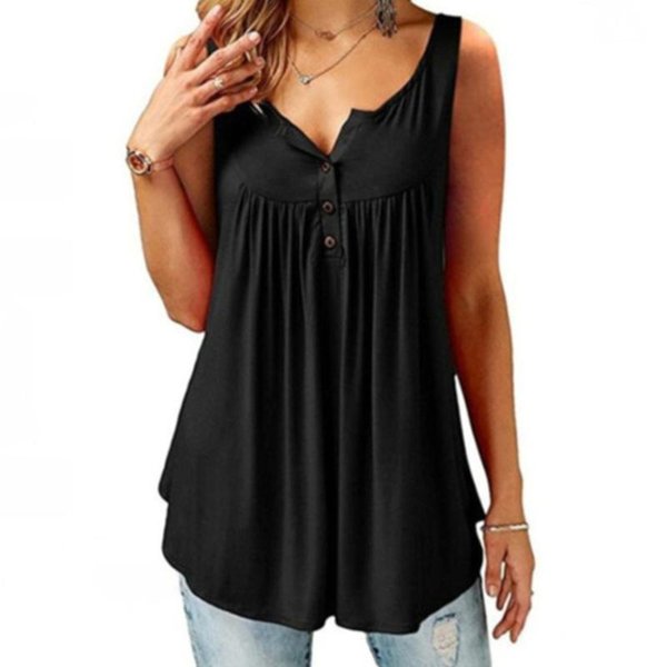 V Neck Loose Hem Women's Sleeveless T-Shirt/Fashion Tank Top