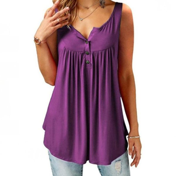 V Neck Loose Hem Women's Sleeveless T-Shirt/Fashion Tank Top