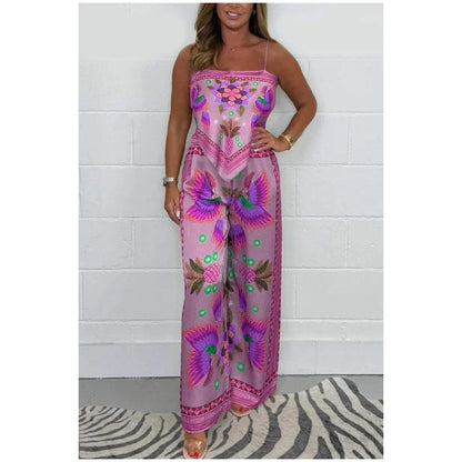 🔥New Arrival 49% OFF⚡50K+ SOLD!💝Spaghetti Strap Printed Top & Loose Women's Pants 2-Piece Set