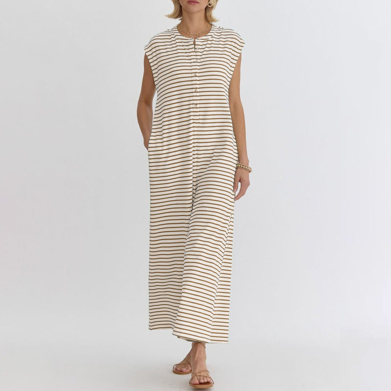 💥Last Day Special Sale 50% OFF💝✨Women's oversized Striped sleeveless Jumpsuit