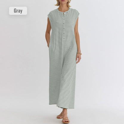 💥Last Day Special Sale 50% OFF💝✨Women's oversized Striped sleeveless Jumpsuit