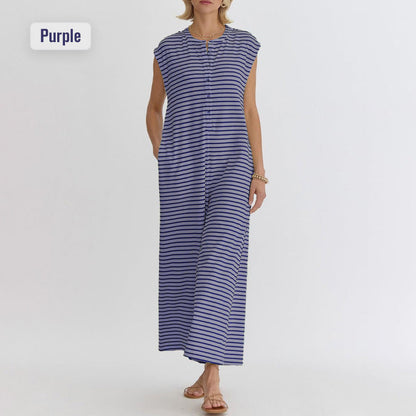 💥Last Day Special Sale 50% OFF💝✨Women's oversized Striped sleeveless Jumpsuit