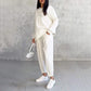 Women Long-Sleeve Irregular Hem Sweatshirts & Pants Set