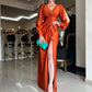 Women's Glossy Flowy Solid Color Floor-Length Dress