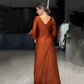 Women's Glossy Flowy Solid Color Floor-Length Dress