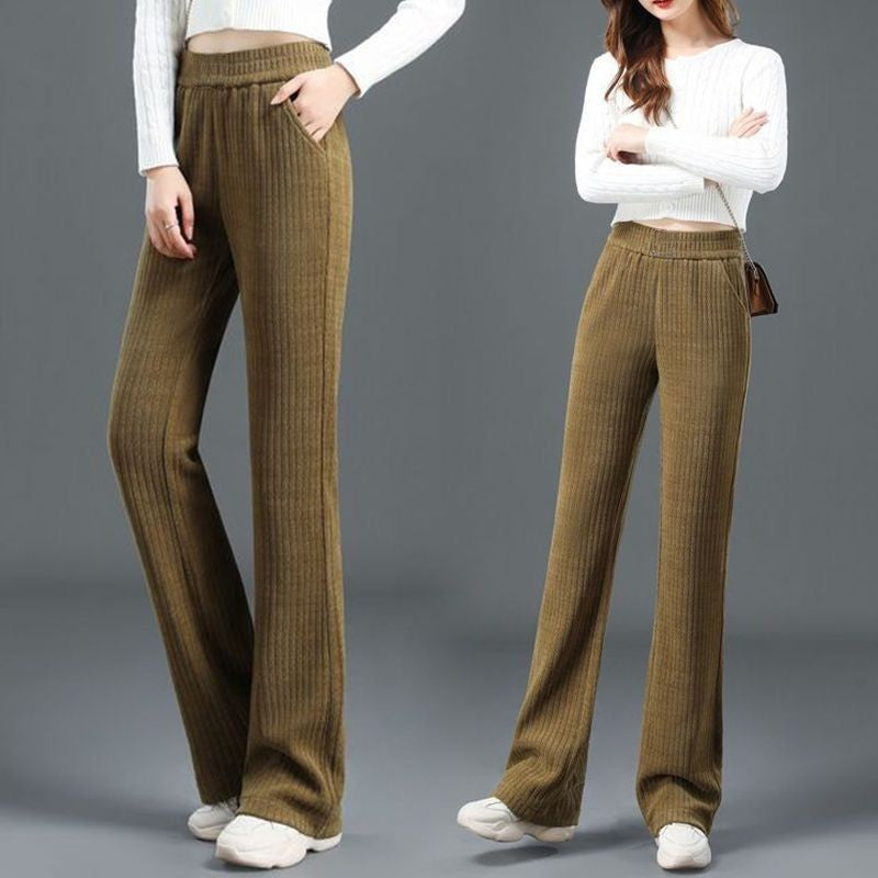 Versatile Simple Stretch Trousers With Wide Iegs For Women.