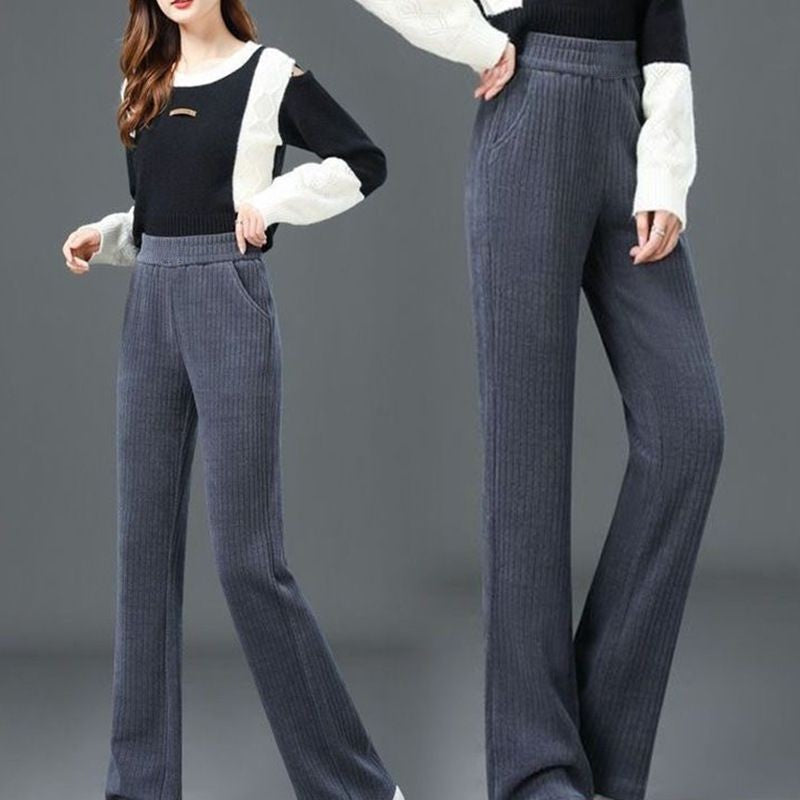 Versatile Simple Stretch Trousers With Wide Iegs For Women.