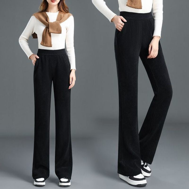 Versatile Simple Stretch Trousers With Wide Iegs For Women.